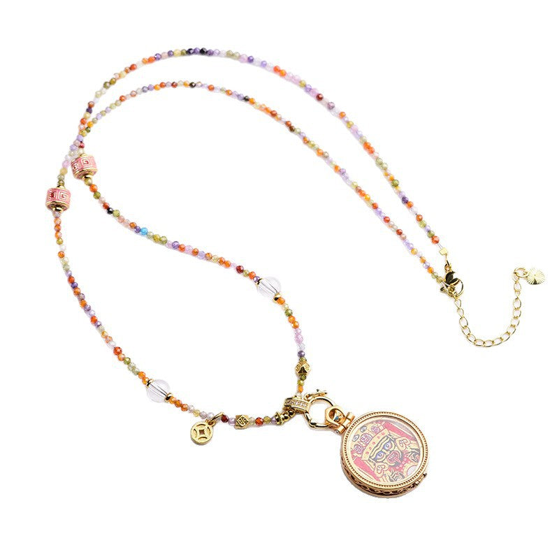 Zakiram Goddess Protection Necklace - New Chinese Style Enamel Cloisonné Pendant Choker