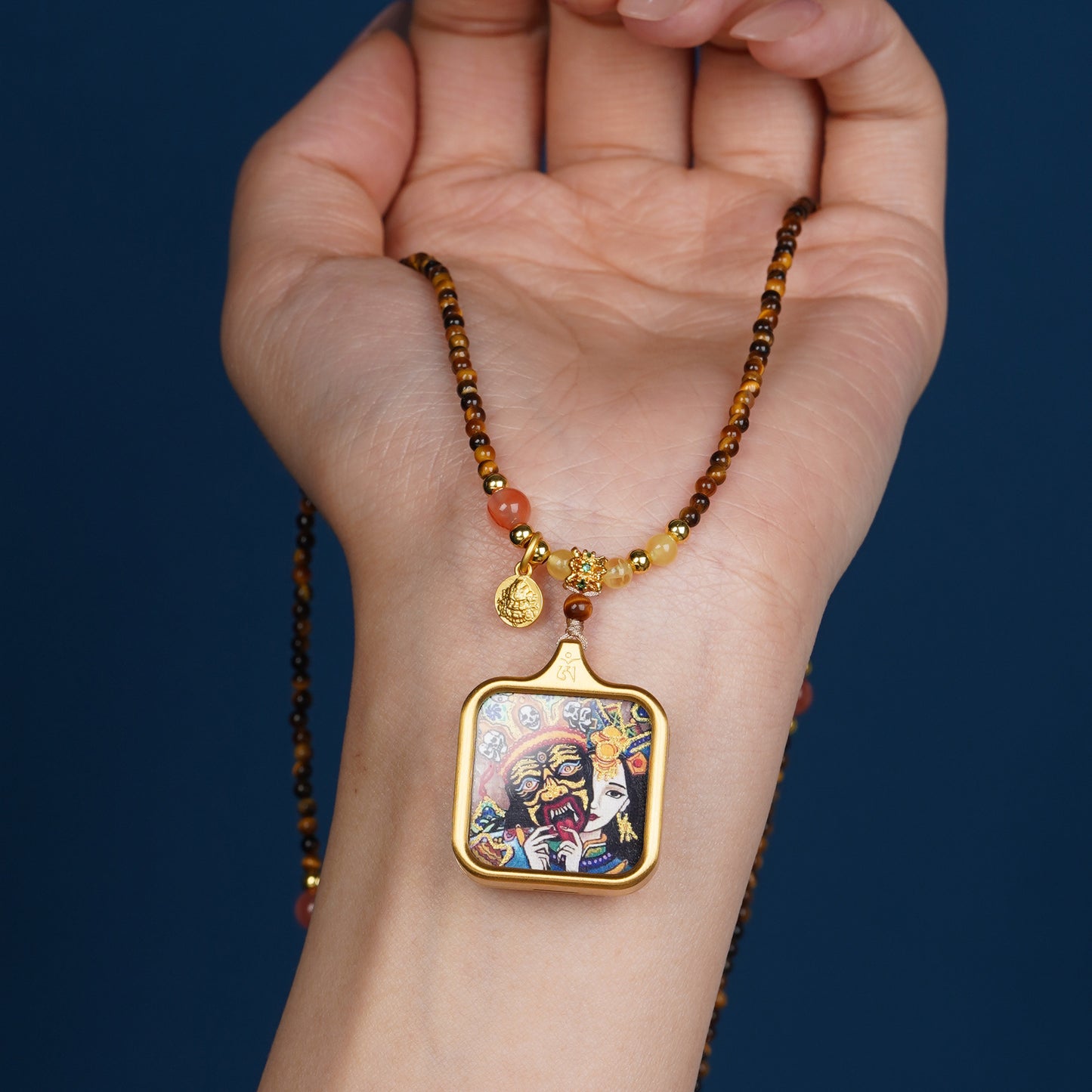 Tibetan Necklace with Sacred Zakiram Thangka Pendant