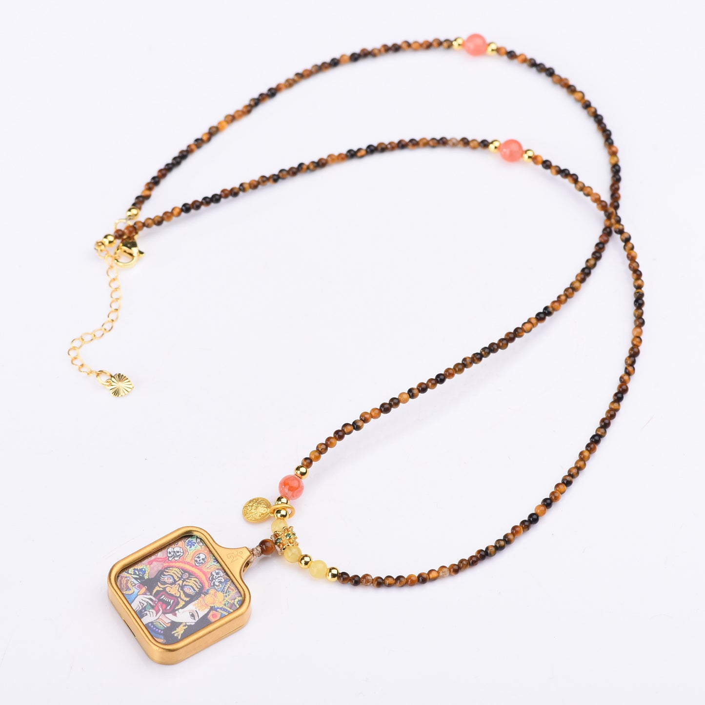 Tibetan Necklace with Sacred Zakiram Thangka Pendant