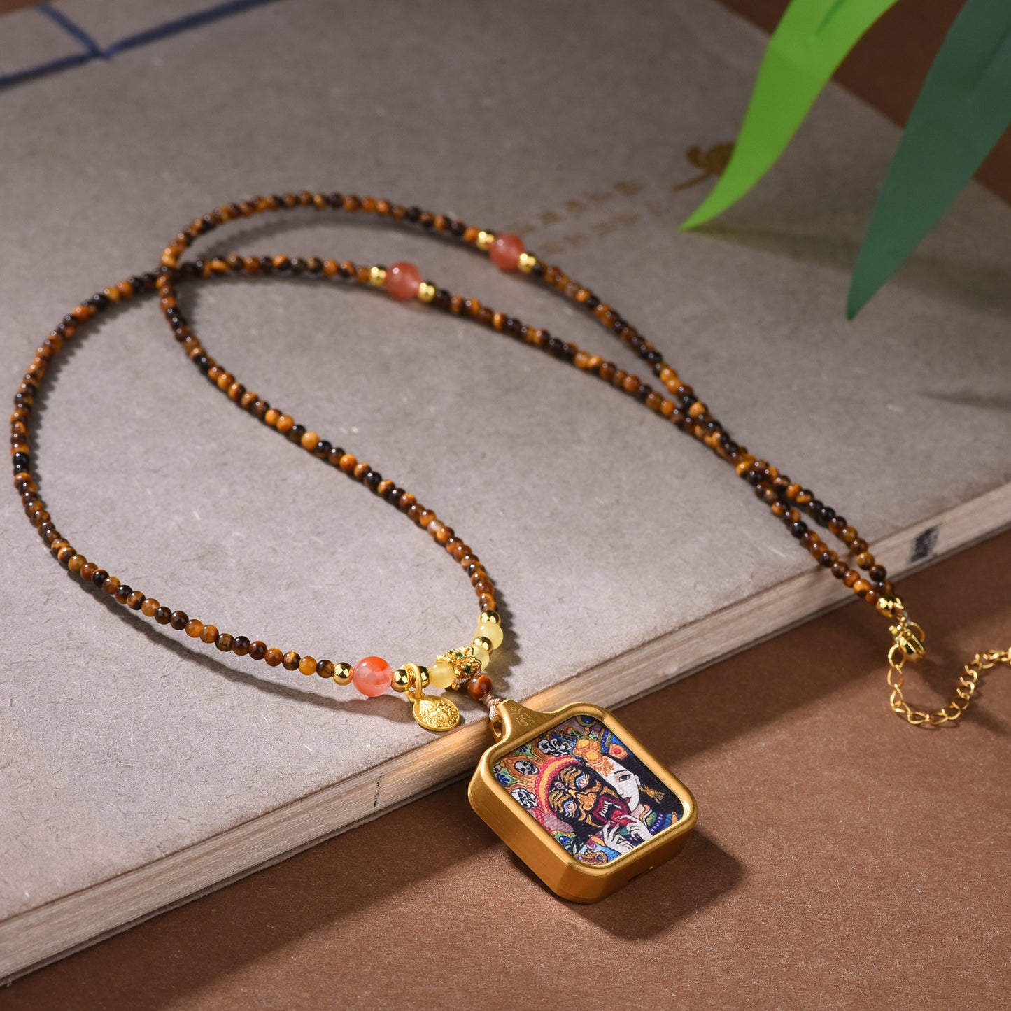 Tibetan Necklace with Sacred Zakiram Thangka Pendant