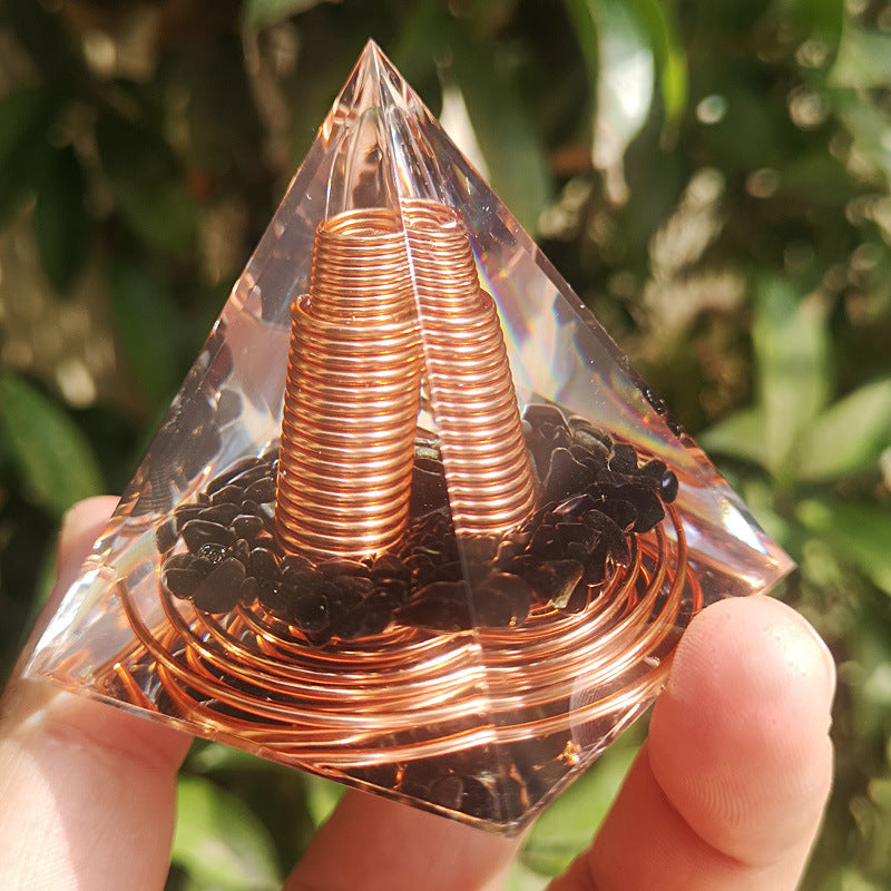 新款亚马逊跨境外贸水晶碎石螺旋线金字塔创意手工家居摆件工艺品