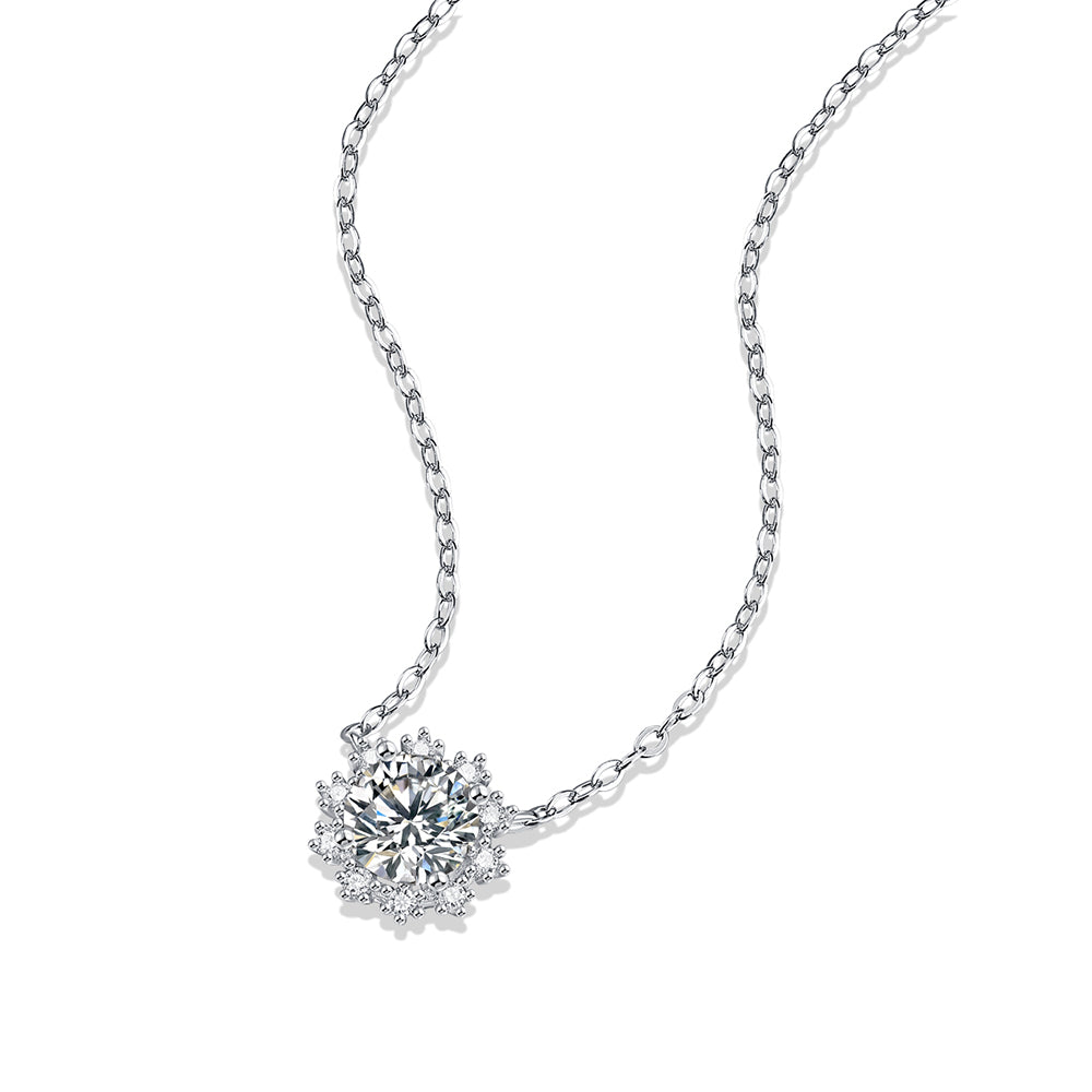 Moissanite pendant with 6.5mm and 925 sterling silver, radiant sparkle