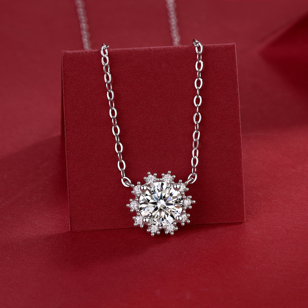 Moissanite pendant with 6.5mm and 925 sterling silver, radiant sparkle