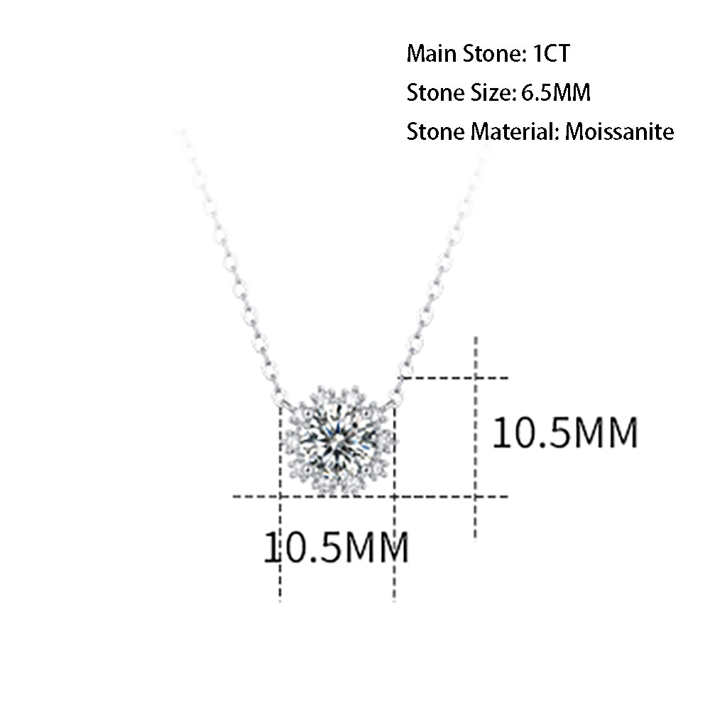 Moissanite pendant with 6.5mm and 925 sterling silver, radiant sparkle