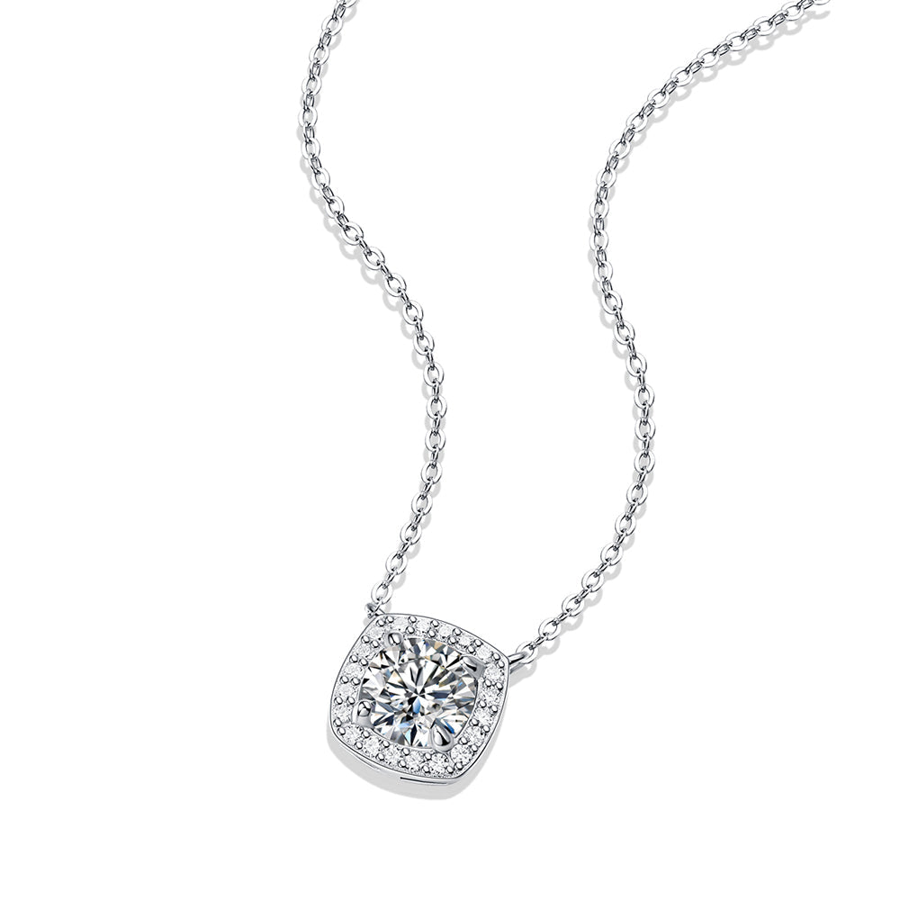 Round Moissanite Pendant on Sterling Silver Necklace in Dazzling Brilliance