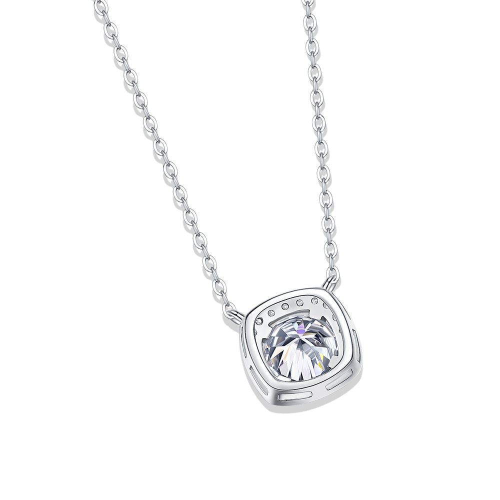 Round Moissanite Pendant on Sterling Silver Necklace in Dazzling Brilliance