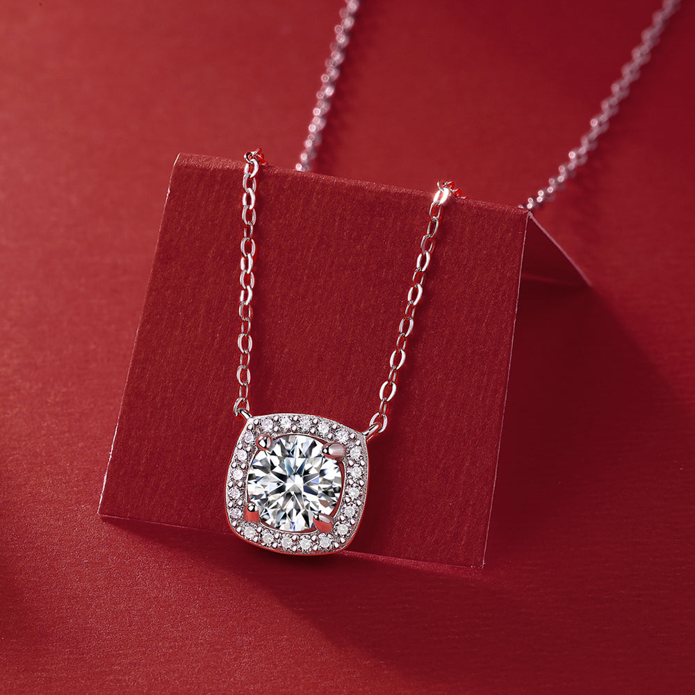 Round Moissanite Pendant on Sterling Silver Necklace in Dazzling Brilliance