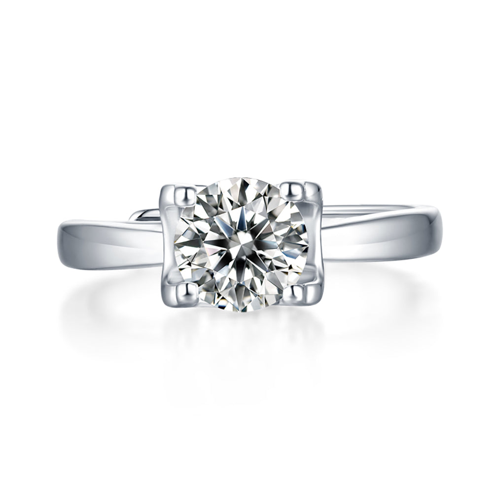 Women's Classic 1ct 6.5MM Moissanite Engagement Ring in S925 Silver