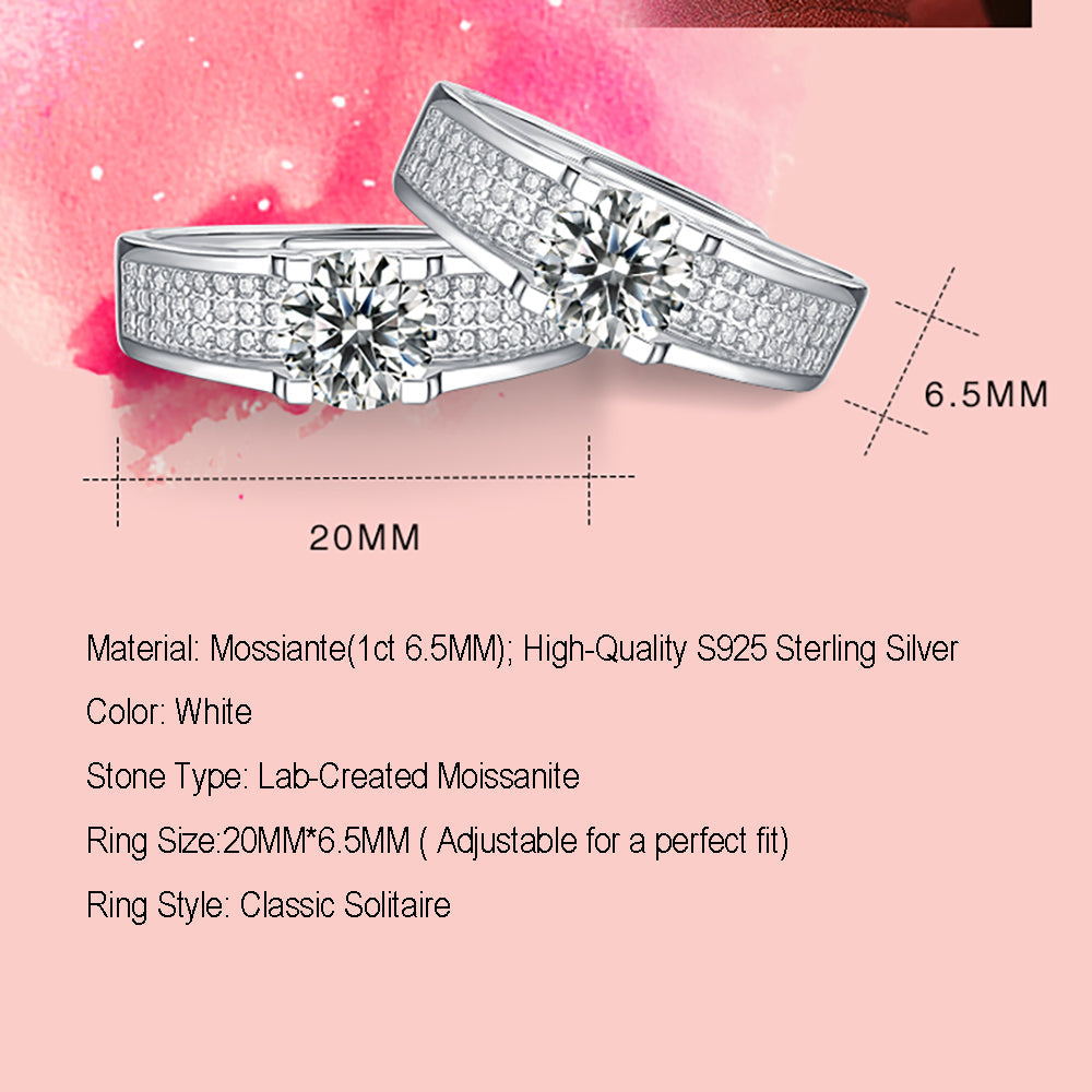 Women's 1ct 6.5MM Moissanite Solitaire on Silver Band: Pure Elegance