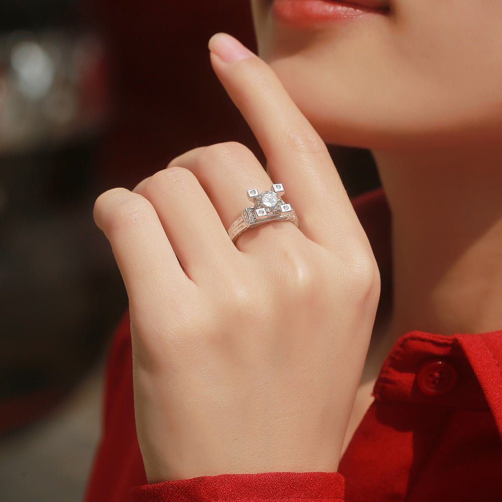 Womens Affordable 1ct Moissanite Silver Wedding Band