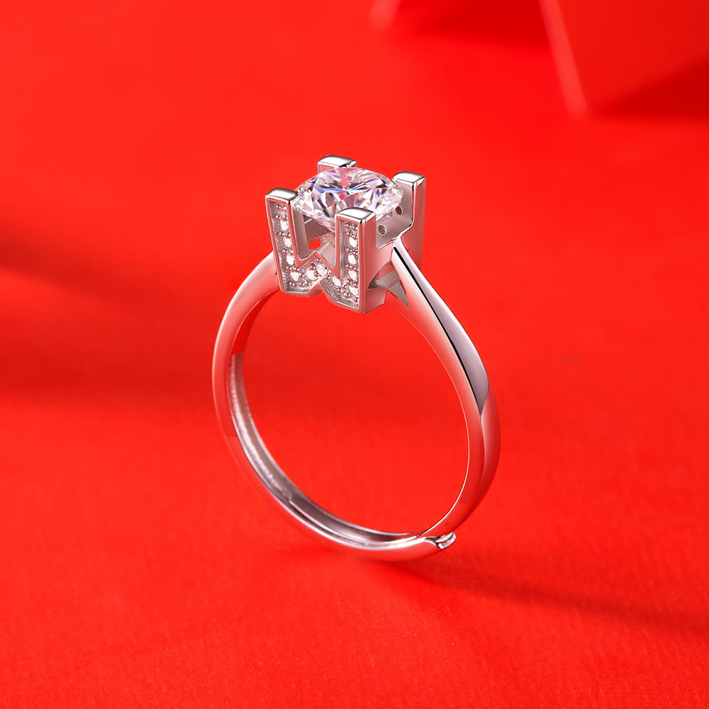 Womens Dazzling Silver 1ct Moissanite Anniversary Ring