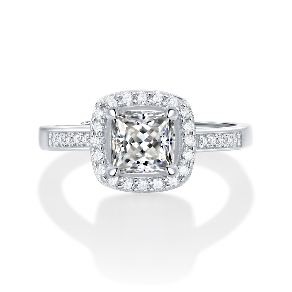 Womens 1ct Moissanite Vintage Style Silver Ring