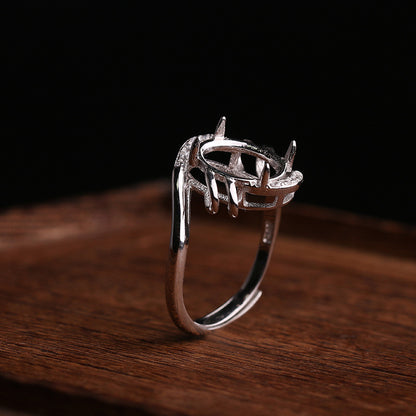 S925 sterling silver ring Holder Simple women's ring Holder DIY ring empty Holder not inlaid silver bracket