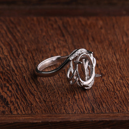 S925 sterling silver ring Holder Simple women's ring Holder DIY ring empty Holder not inlaid silver bracket