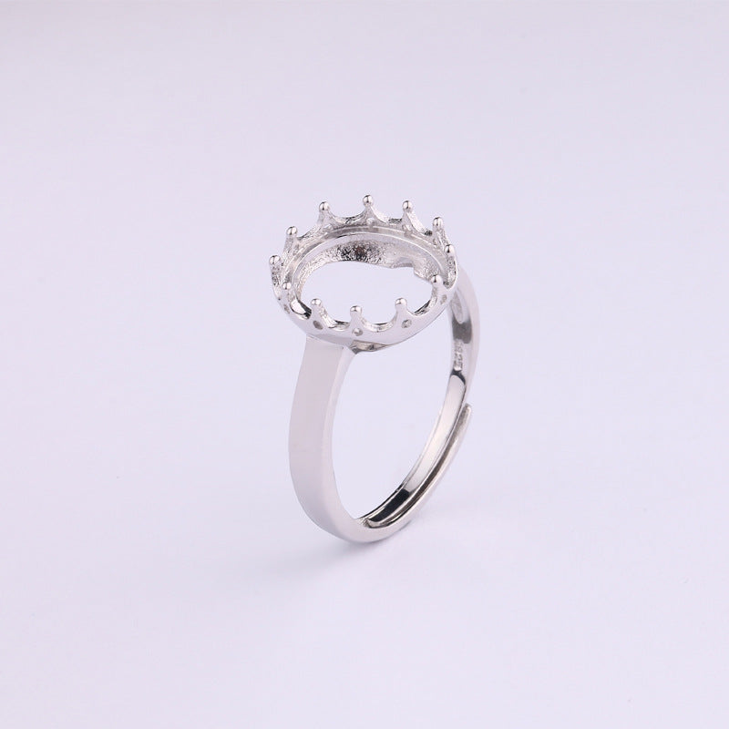 S925 sterling silver setting Simple women's ring setting DIY ring empty Holder