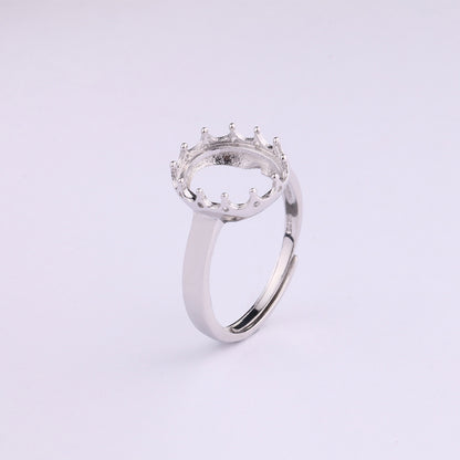 S925 sterling silver setting Simple women's ring setting DIY ring empty Holder