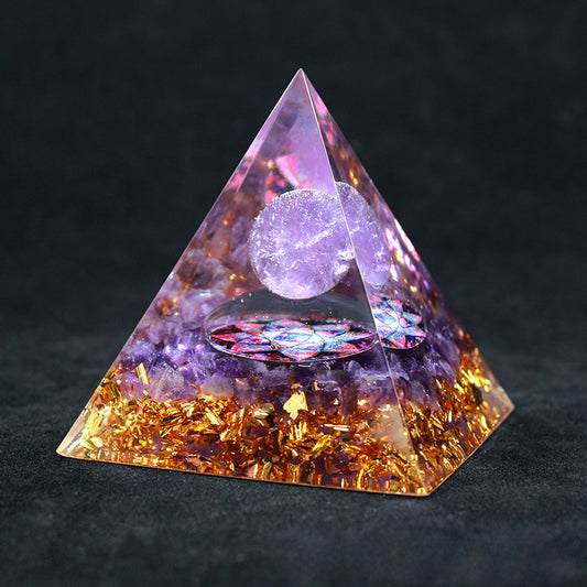 Purple Lotus Crystal Pyramid(5CM/6CM)