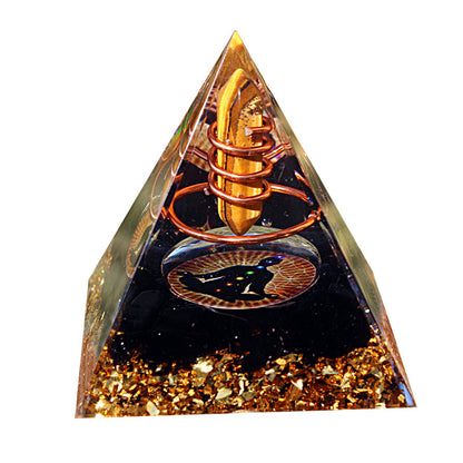 Tiger Eye Pillar Obsidian Crystal Pyramid(6CM)