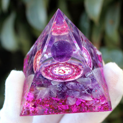 Crystal Pyramid Crushed Stone Drip Resin Home Office Desktop Ornament Crafts-6CM