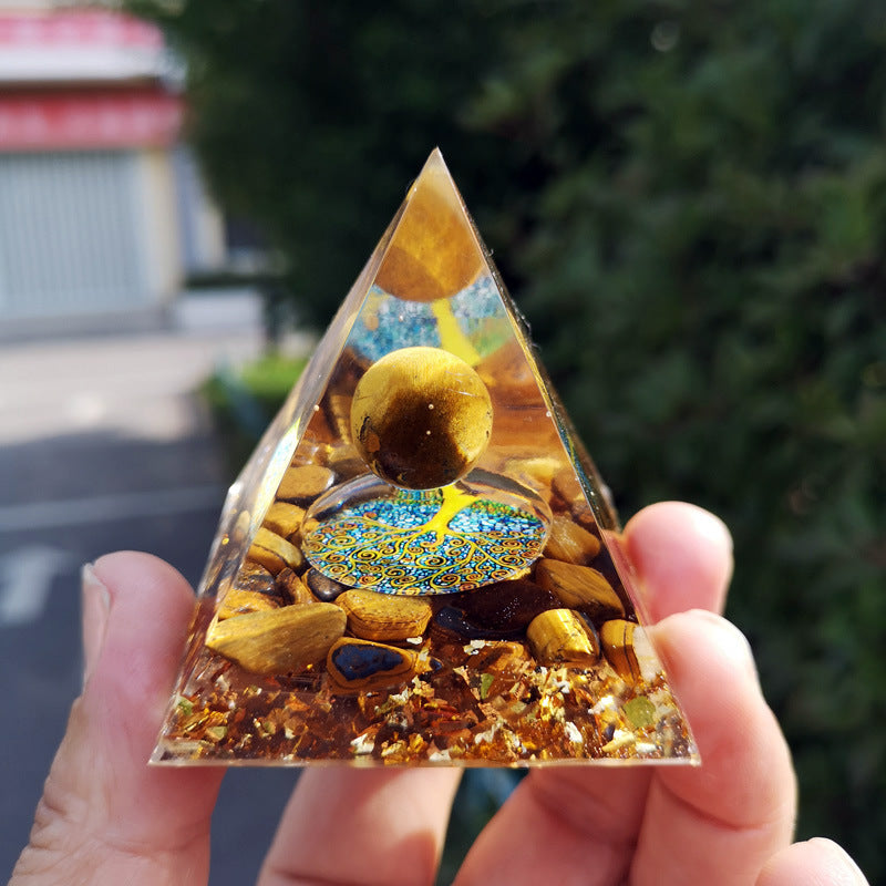 Crystal Pyramid(5CM/6CM)-Tiger Ball