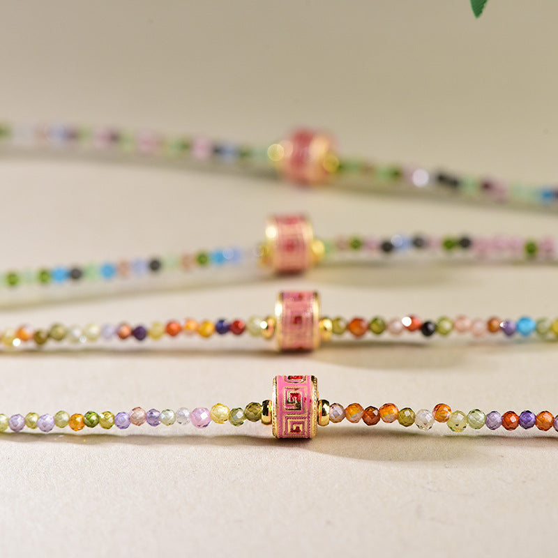 Zakiram Goddess Protection Necklace - New Chinese Style Enamel Cloisonné Pendant Choker