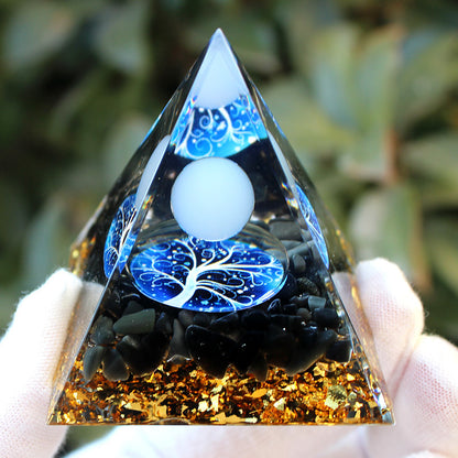 Crystal Pyramid Crushed Stone Drip Resin Home Office Desktop Ornament Crafts-6CM