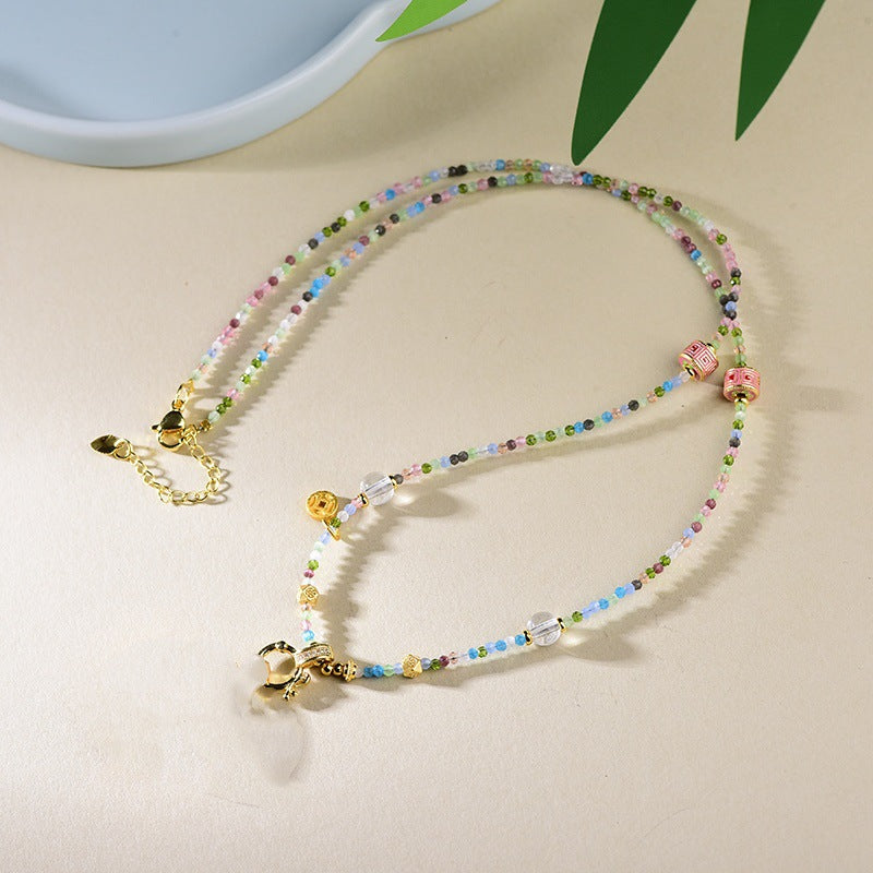 Zakiram Goddess Protection Necklace - New Chinese Style Enamel Cloisonné Pendant Choker