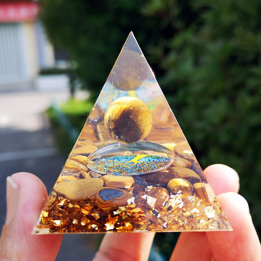 Crystal Pyramid(5CM/6CM)-Tiger Ball