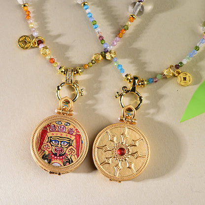 Zakiram Goddess Protection Necklace - New Chinese Style Enamel Cloisonné Pendant Choker