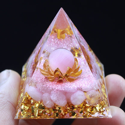 Crystal Pyramid Crushed Stone Drip Resin Home Office Desktop Ornament Crafts-6CM
