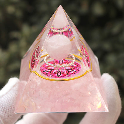 Crystal Pyramid Crushed Stone Drip Resin Home Office Desktop Ornament Crafts-6CM
