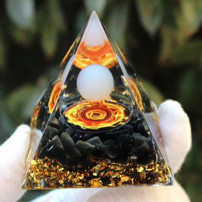Crystal Pyramid Crushed Stone Drip Resin Home Office Desktop Ornament Crafts-6CM
