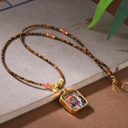 Tibetan Necklace with Sacred Zakiram Thangka Pendant
