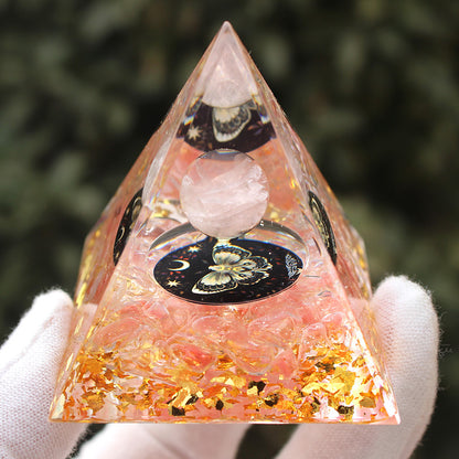 Crystal Pyramid Crushed Stone Drip Resin Home Office Desktop Ornament Crafts-6CM
