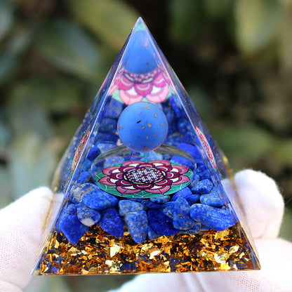 Crystal Pyramid Crushed Stone Drip Resin Home Office Desktop Ornament Crafts-6CM