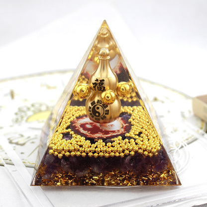 Crystal Pyramid Crushed Stone Drip Resin Home Office Desktop Ornament Crafts-6CM
