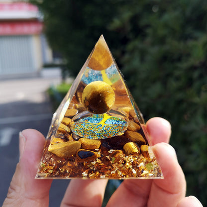 Crystal Pyramid Crushed Stone Drip Resin Home Office Desktop Ornament Crafts-6CM