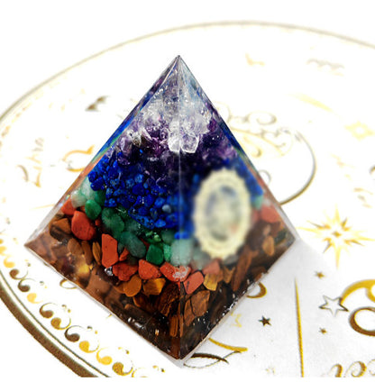 Crystal Pyramid Crushed Stone Drip Resin Home Office Desktop Ornament Crafts-6CM