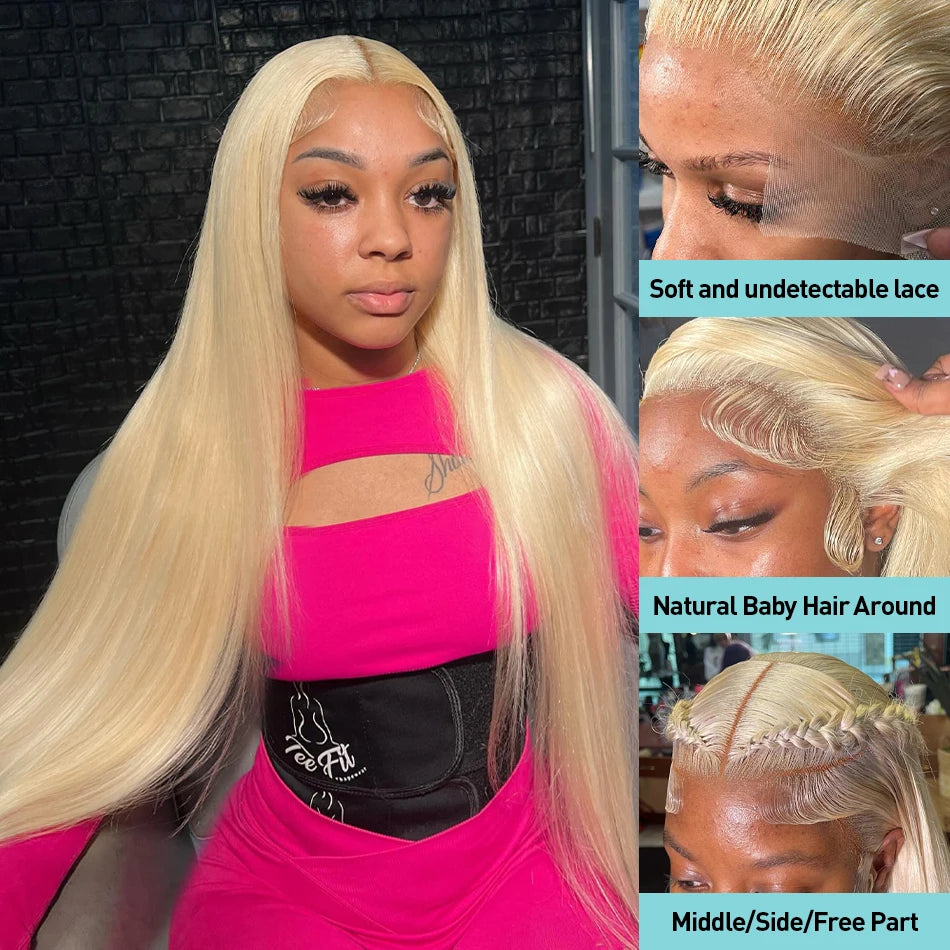 Honey Blonde Bone Straight  Lace Front Human Hair