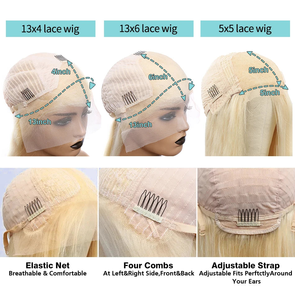 Honey Blonde HD Transparent Lace Front Human Hair Wigs