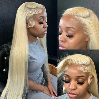 Honey Blonde Bone Straight  Lace Front Human Hair