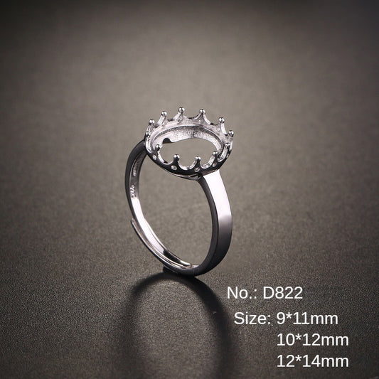 S925 sterling silver setting Simple women's ring setting DIY ring empty Holder