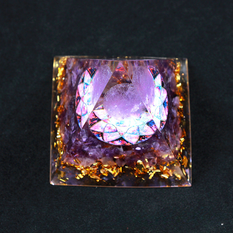 Purple Lotus Crystal Pyramid(5CM/6CM)