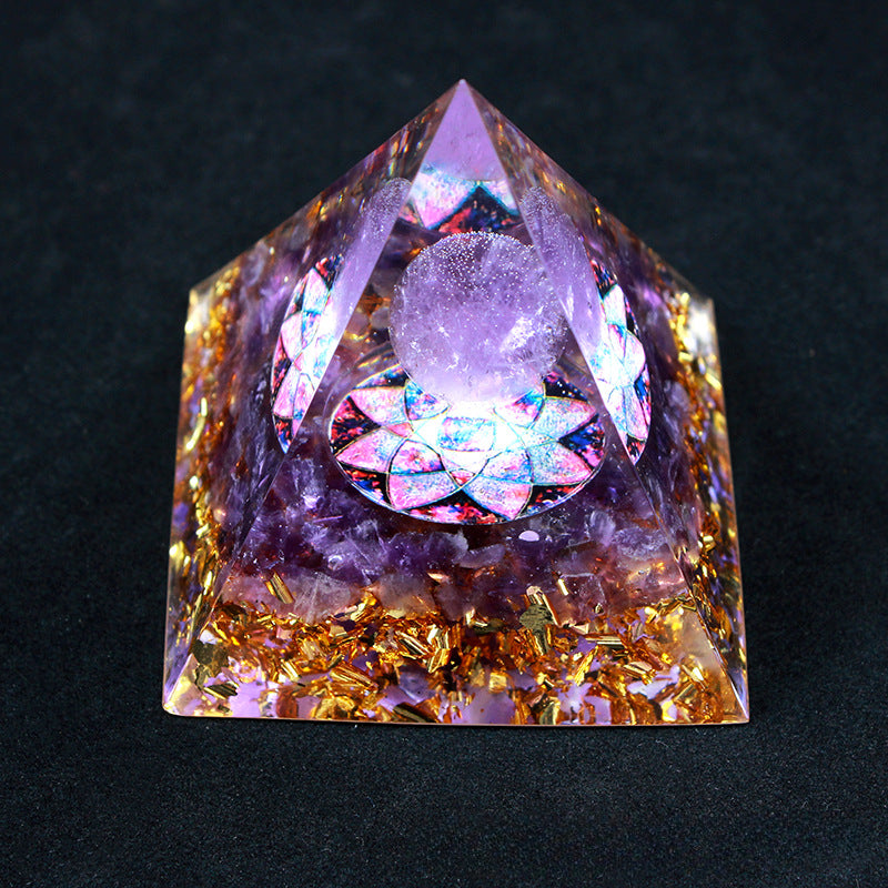 Purple Lotus Crystal Pyramid(5CM/6CM)