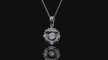 Moissanite Necklace with Spinning Radiant Revolution