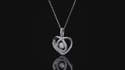 Moissanite pendant with rotating brilliance on a silver chain