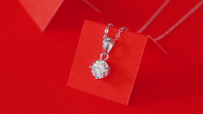 t Moissanite Pendant on Silver Chain: Stunning Simplicity