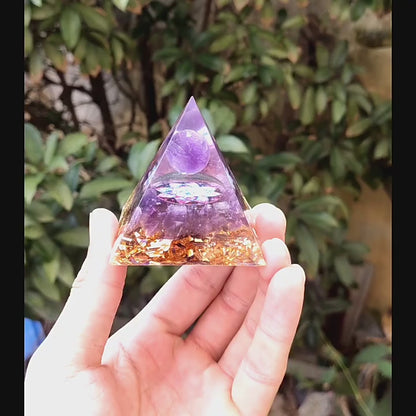 Purple Lotus Crystal Pyramid(5CM/6CM)