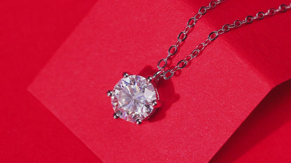 Round Moissanite Pendant in S925 Silver, 1ct of Pure Luxury