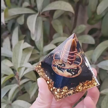 Tiger Eye Pillar Obsidian Crystal Pyramid(6CM)